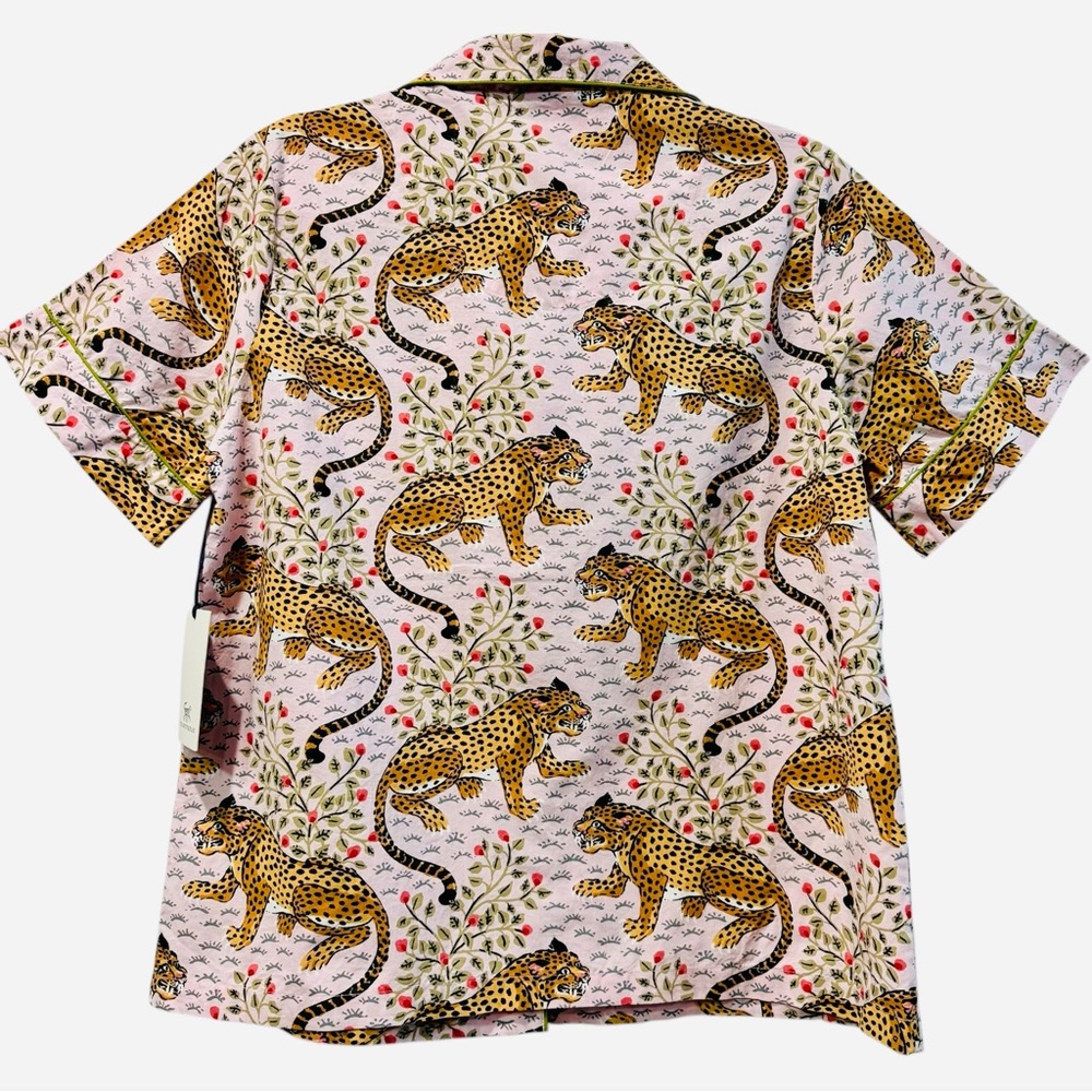 NWT PrintFresh Short Sleeve PJ Shirt / Pajama Top in Pink Tiger Bagheera Small - Picture 4 of 6